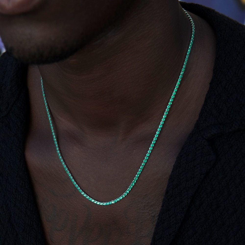 Emerald Diamond Micro Tennis Chain GLD